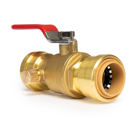 Quickfitting 3/4in Push-to-Connect x 3/4in Push-to-Connect Brass Full Port Ball Valve with Drain LF922DR